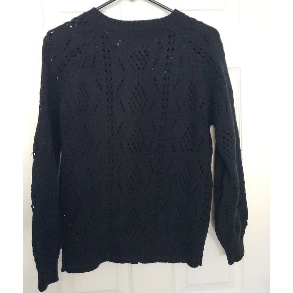 Cardigan Womans Button Front‎ Swester Size Small Black